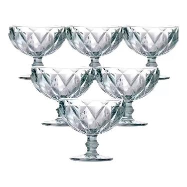 Imagem de Conjunto de Taças Para Sobremesa 6 Peças Modelo Diamante 325ML Bico de Jaca Para Sorvete Musses