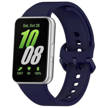 Imagem de Eiavike Pulseira esportiva de silicone para Samsung Galaxy Fit 3, pulseira de substituição ajustável para Galaxy Fit 3 SM-R390 feminino e masculino (azul noturno)