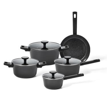 Imagem de Jogo Panelas Antiaderente Ultra Ceramic Indução 5 Peças Cor Preta Mou Chia - Oikos