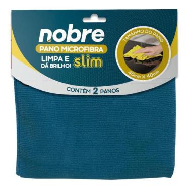 Imagem de Pano de microfibra 40x40cm ( pacote c/ 2 unid.) azul Slim - Nobre