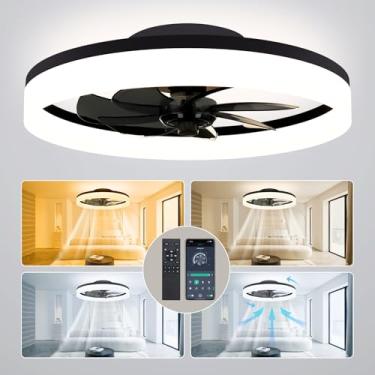 Imagem de ropelux Ventiladores De Teto Com Luzes, Ventiladores De Teto De 20'' Com Luzes E Controle Remoto, Luz De Teto Embutida, 3 Cct E Regulável, Reversível, Ventilador De Teto Com Controle Remoto E Aplic