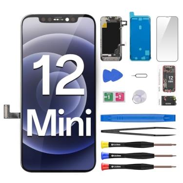 Imagem de CYKJGS Para iPhone 12 Mini tela de substituição com cabo flexível de fone de ouvido, sensor de proximidade de 5,4 polegadas, tela LCD sensível ao toque, digitalizador, montagem completa, kit de