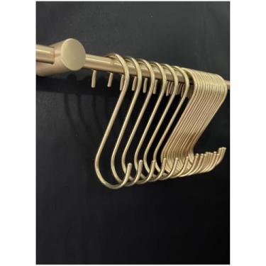 Imagem de DaylyFav Pacote com 20 ganchos S de latão sólido para pendurar panelas, canecas de café, sacos de jeans, cabides, utensílios de cozinha, trilho