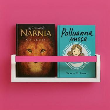 Imagem de Prateleira Marrom com Ripa Verde de Parede 55cm MDF  Para Livros Infan