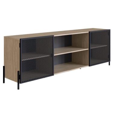 Imagem de Rack Para Até 70 Pol. 2 Portas Pés Metálicos York Hanover-preto - Artesano