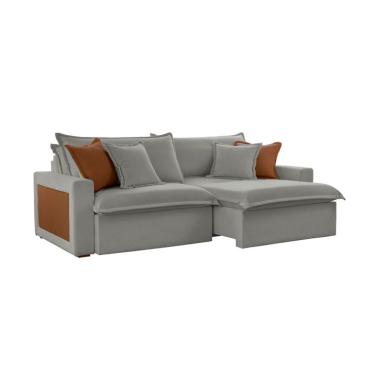 Imagem de Sofá 3 Lugares Retrátil e Reclinável Dubai Linho Cinza 190 cm