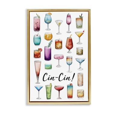 Imagem de Stupell Industries Cin-Cin Tropical Drink Collage Gold Framed Floater Canvas Wall Art Design por Susan Ball, 21 x 31