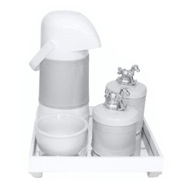 Imagem de Kit Higiene Bebê Potes Porcelanas Térmica Cavalinho Prateado - Potinho