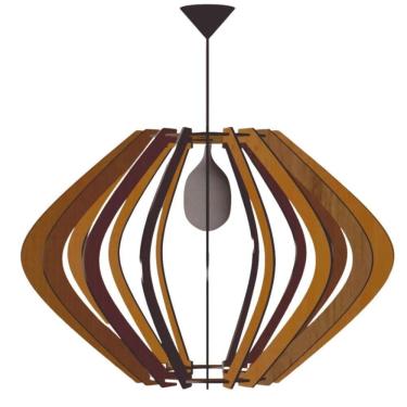 Imagem de Luminária Teto Tipo Pendente Parentesis Mdf Completa - Marrom