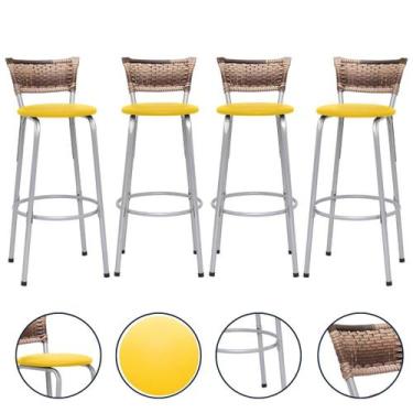 Imagem de Kit 4 Cadeira Banquetas Para Cozinha Americana Banco Balcão Bar Area G