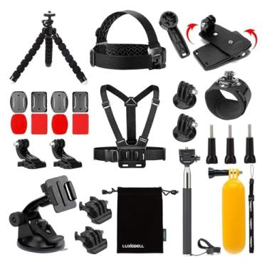 Imagem de Luxebell Kit de acessórios para câmera de ação AKASO EK5000 EK7000 4K WiFi GoPro Hero 12 11 10 9 8 7 6 5/Session 5/Hero 4/3+/3/2/1 Max Fusion SJ4000 SJ5000 (14 em 1)