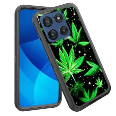 Imagem de GFEWYTJYJ Capa para Moto Edge 2025, à prova de choque, 3 camadas, proteção total, resistente, de alto impacto, capa rígida para Motorola Moto Edge 5G 2025, folhas de maconha