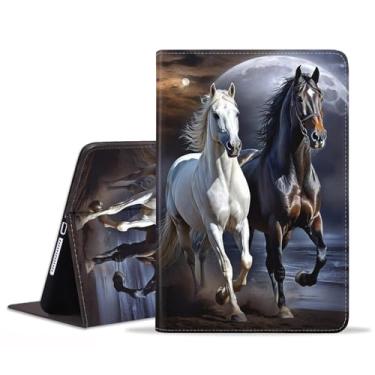 Imagem de JDHJFBFJNP Capa para Samsung Galaxy Tab S10 Plus 2024/ S9 Plus/S9 FE Plus 5G 12,4 polegadas 2023, capa fólio de couro PU premium com suporte para hibernar/despertar automático, cavalo de corrida