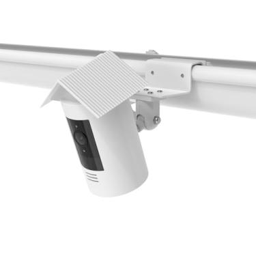 Imagem de VOMENC Suporte de montagem de calha e capa de silicone para anel, plugue e câmera externa, compatível com câmera adesiva (branca)