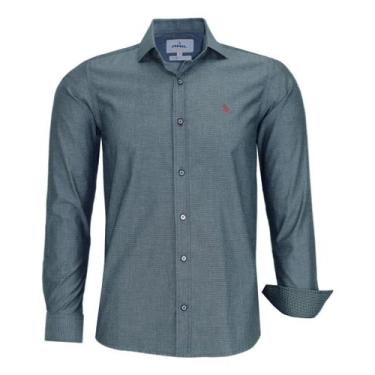 Imagem de Camisa Social Amil Masculina Slim Algodão Magnetado 1805, Preto, 5