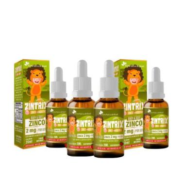 Imagem de Kit 4 ZINTRIX Zinco Infantil 4x20ml Morango Flora Nativa - Flora Nativ