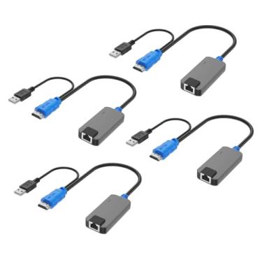 Imagem de MT-VIKI Pacote Com 4 Dongle Usb Hdmi Para Rj45, Funciona Para Switch Kvm Cat6 (1708Ms-Ip/1708Ms) Estende Distâncias De Até 230 Pés/70 M Do Console Kvm Para Servidores
