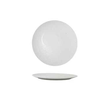 Imagem de Placa de cerâmica branca simples em relevo textura personalizada placa de bife - 26,2 cm