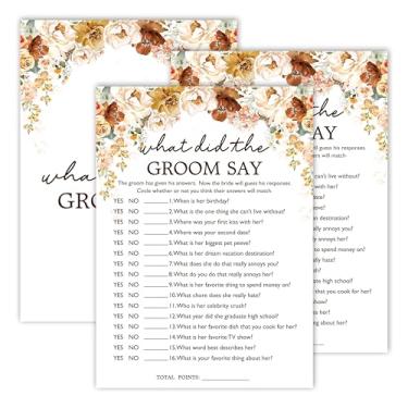 Imagem de Jogos de chá de panela, jogos de festa de casamento floral de outono, o que o noivo disse - Jogos de despedida de solteira, ideias de jogos de festa de noivado, lembrancinhas de suprimentos de