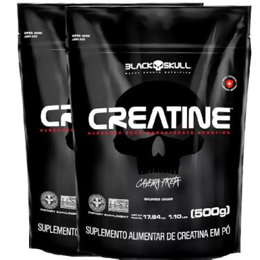 Imagem de Kit 2x Creatina Monohidratada 500g Cada - 100% Pura Blackskulll Sabor Sem Sabor
