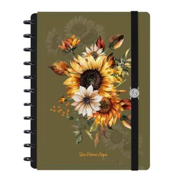 Imagem de Caderno de Disco Inteligente Personalizado Iscool G Floriografia Girassóis Verde