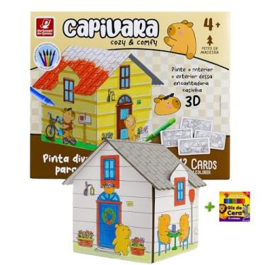 Imagem de Brinquedo Educativo Infantil Casinha 3D Para Montar e Colorir Capivara Bobbie Goods - VOLT3M