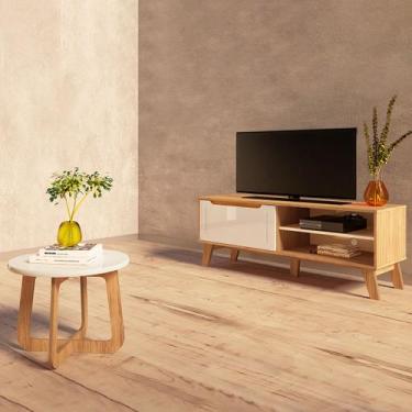 Imagem de Sala de Estar Completa para TV Até 60 Polegadas Lótus 1 Porta Carvalho