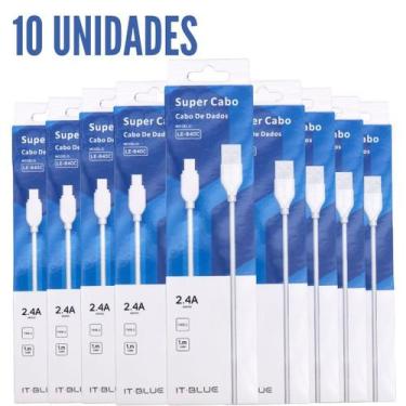 Imagem de Kit Com 10 Cabos Carregador Tipo C  Cabo Usb C 2.4 Rápido - PAN SHOPP 
