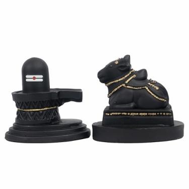 Imagem de EDZZEL Black Shivling and Nandi Ji Car Dashboard Idol | Decoração para casa Poojaroom (Black Shivling e Nandi Ji)