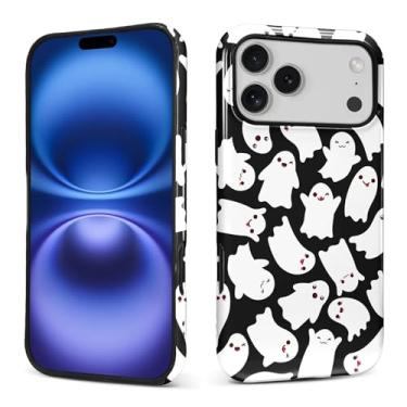 Imagem de Kapadiy Capa para iPhone 17 Pro Max, design de morcegos fantasmas do Dia das Bruxas híbrido proteção dupla de silicone rígido PC à prova de choque, capa protetora fina antiarranhões