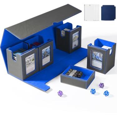Imagem de UAONO Caixa de baralho de cartas para MTG com exibição Commander, caixa de baralho 5 em 1 comporta mais de 800 cartas sem manga, organizador de ímã forte compatível com cartões esportivos Yugioh TCG