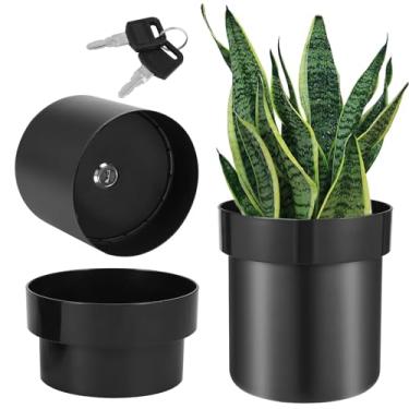 Imagem de SAFEPot Cofre 2 Camadas Caixa de Pote Oculta Fechável com 2 Teclas Escondedor de Chave Decorativa Segredo Cofre Criativo para Chave Dinheiro Relógio Joias (Um vaso de flores tipo preto)