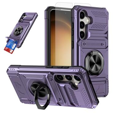 Imagem de Furiet Capa de telefone para Samsung Galaxy S23 Plus S23+ 5G com protetor de tela de vidro temperado slot para cartão anel suporte híbrido duas camadas Defender para S23plus 23S + S 23 23+ SM-S916U