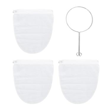 Imagem de Sacos de filtro de malha fina multiuso reutilizáveis de grau alimentício com alça de aço inoxidável para leite de soja, chá, café, queijo, itens essenciais de cozinha