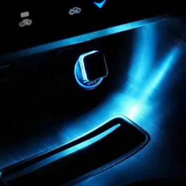 Imagem de iFunyLED 4 peças de luz LED USB para ambiente interior de carro, mini lâmpada noturna decorativa USB portátil, acessórios interiores automotivos adequados para a maioria dos carros (azul gelo)