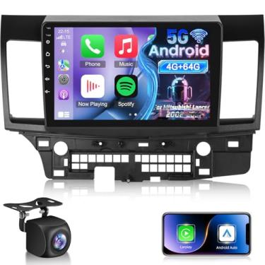 Imagem de Rádio automotivo Android 4G + 64G para Mitsubishi Lancer 2008-2017 (para sistema Rockford) - estéreo com tela sensível ao toque de 10,1 polegadas com Carplay e Android Auto, 32EQ DSP, WiFi, GPS +
