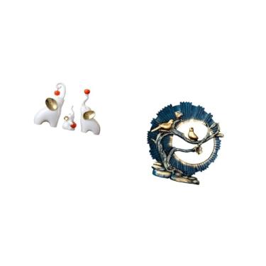 Imagem de Fenteer Elegantes Figuras de Resina de Família de Elefantes, Esculturas Artísticas de Animais para Sala de Estar, Quarto, Mesa, Estante, Decoração de Casa Int