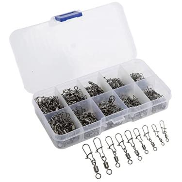 Imagem de Conjunto de encaixes giratórios de pesca Conjunto de barril giratório de aço inoxidável com encaixes de segurança Conector de linha de pesca para pesca em água salgada em água