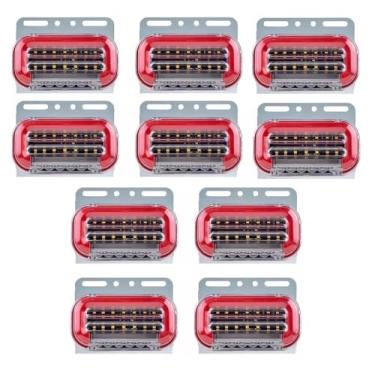 Imagem de Kit 10 Lanternas Lateral Led Vermelha Seta Sequêncial Vigia Delimitadora P/a Utilitarios Caminhões 24v- KLX
