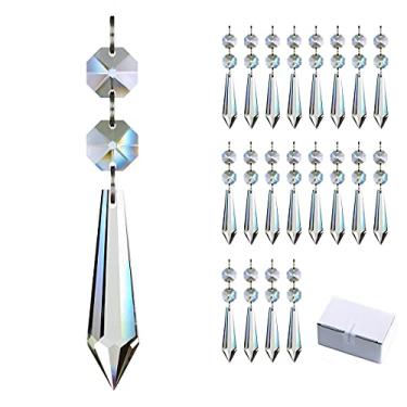 Imagem de GOLDENHAITAI 20 peças de reposição para candelabros de cristais de gelo, prismas de gelo, contas, peças de reposição para lustres (55 mm transparente)