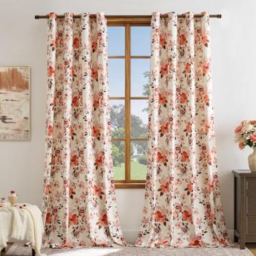 Imagem de Cortinas florais de veludo 262 cm para sala de estar, padrão floral, cortinas com antropologia, botânica, estética caprichosa, moderna, escurecimento de quarto, cortinas de janela de quarto, rosa, 2