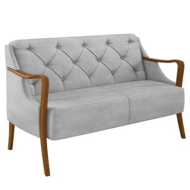 Imagem de Poltrona Namoradeira 2 Lugares 135cm Capitonê Lapa M22 Veludo Cinza - Mpozenato