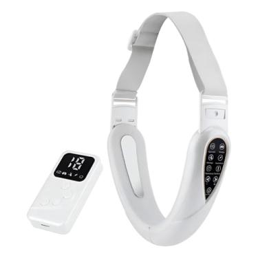 Imagem de Massageador Facial Elétrico, LED Azul e Vermelho, 5 Modos de Massagem, 15 Intensidades, Recarregável USB, Branco, para Rejuvenescimento e Definição Facial