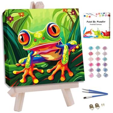 Imagem de JUJUHOOD Kit de pintura de sapo fofo por números para adultos iniciantes e crianças de 8 a 12 anos, pintura de sapo por número sem cavalete, tinta acílica por números para decoração de parede de casa