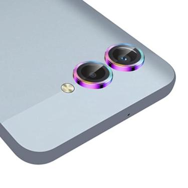 Imagem de Luchantle Pacote com 2 protetores de lente de câmera T-Mobile T Phone 3, protetor de tela de vidro temperado 9H, acessórios de decoração de anel de metal (colorido)