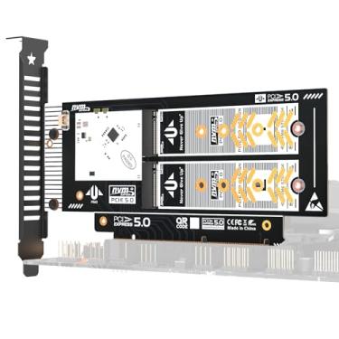 Imagem de JEYI Placa de expansão NVMe PCIe 4.0 X8 dupla, suporta 2 NVMe M.2 SSD 2280 até 4TB, largura de banda Raid, 128 Gbps, bifurcação necessária