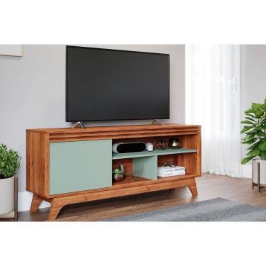 Imagem de Rack Bancada p/TV até 55 pol Grecia 100% MDF c/ Nichos e Pés 154cm Cinamomo/Salvia - Permóbili