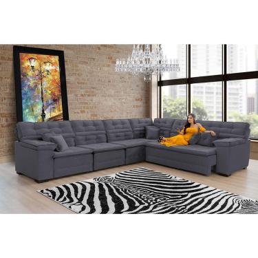 Imagem de Sofá Magno 3.97x2.57m De Canto, Retrátil E Reclinável - Chumbo