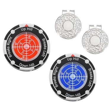 Imagem de YELARXI 2 peças de leitor verde golfe, marcador de bola de golfe com bolha de auxílio de leitura verde de alta precisão e clipe magnético para tampa - adequado para (treinamento/acessórios/presente