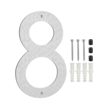 Imagem de PATIKIL Números de casa de 30,5 cm para o exterior, número 8 ABS textura de plástico flutuante número de casa moderna caixa de correio números de porta com kit de unhas para rua residencial externa